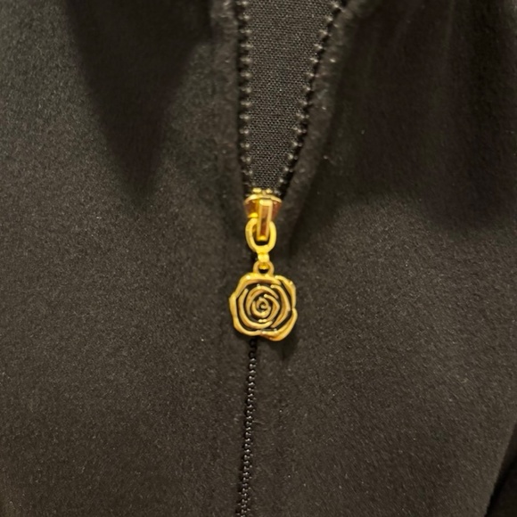 Betsey Johnson Black Wool Blend Swing Coat Jacket | Floral Rose Lining High Neck - Picture 12 of 16